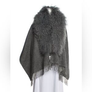 NWT Pologeorgis mongolian lamb and wool wrap, poncho, shawl